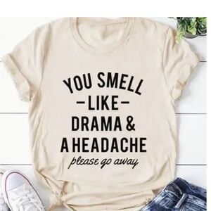 Beige Graphic Tee with Bold Text